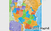 Political Map of Tanzania, political shades outside
