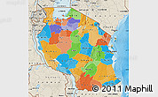 Political Map of Tanzania, shaded relief outside