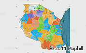 Political Map of Tanzania, single color outside, satellite sea