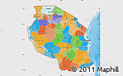 Political Map of Tanzania, single color outside, shaded relief sea
