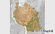 Satellite Map of Tanzania, lighten, desaturated