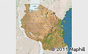 Satellite Map of Tanzania, lighten, land only