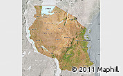 Satellite Map of Tanzania, lighten, semi-desaturated