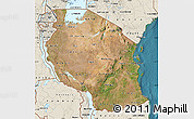 Satellite Map of Tanzania, shaded relief outside, satellite sea