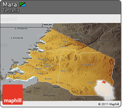 Physical 3D Map of Mara, darken, semi-desaturated