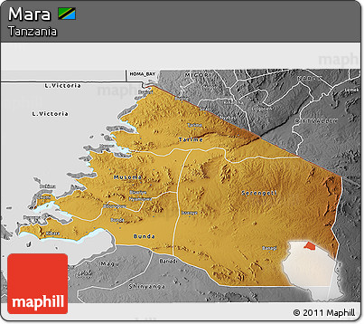 Physical 3D Map of Mara, desaturated
