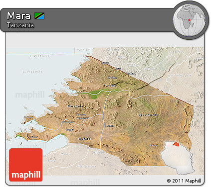 Satellite 3D Map of Mara, lighten