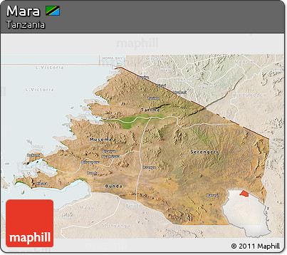 Satellite 3D Map of Mara, lighten
