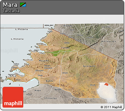 Satellite 3D Map of Mara, semi-desaturated