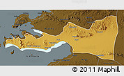 Physical 3D Map of Bunda, darken