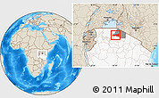 Shaded Relief Location Map of Bunda, highlighted country, highlighted parent region