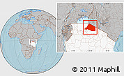 Gray Location Map of Mara, highlighted country, hill shading