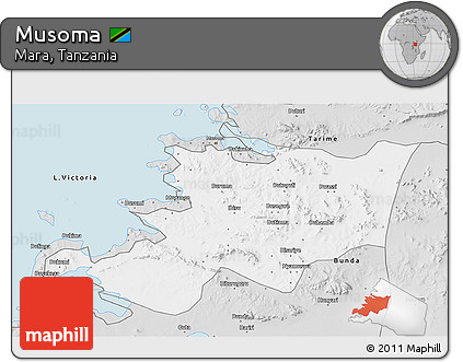 Silver Style 3D Map of Musoma