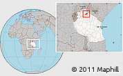 Gray Location Map of Musoma, highlighted country, within the entire country