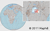 Gray Location Map of Musoma, highlighted parent region, hill shading