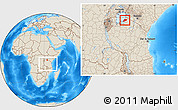 Shaded Relief Location Map of Musoma, within the entire country