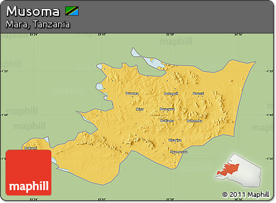 Savanna Style Map of Musoma, single color outside