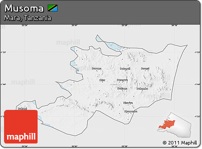 Silver Style Map of Musoma, single color outside