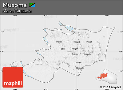 Silver Style Map of Musoma, single color outside