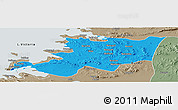 Political Panoramic Map of Musoma, semi-desaturated