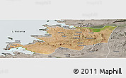 Satellite Panoramic Map of Musoma, semi-desaturated