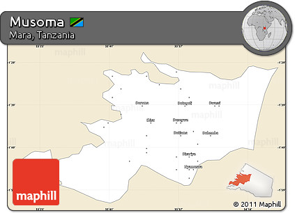 Classic Style Simple Map of Musoma, single color outside