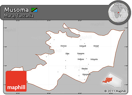 Gray Simple Map of Musoma, cropped outside