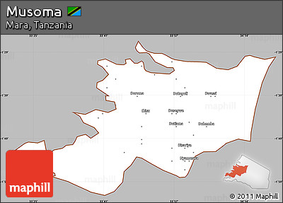Gray Simple Map of Musoma, cropped outside