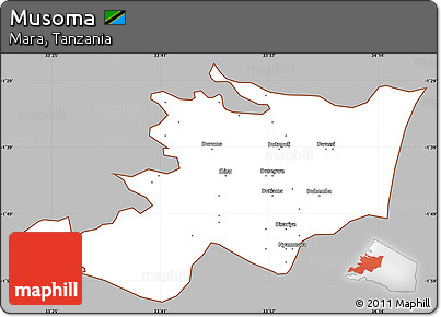 Gray Simple Map of Musoma, cropped outside