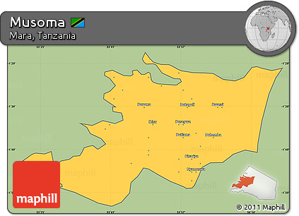 Savanna Style Simple Map of Musoma, cropped outside