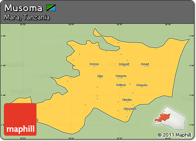 Savanna Style Simple Map of Musoma, cropped outside