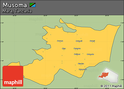 Savanna Style Simple Map of Musoma, cropped outside