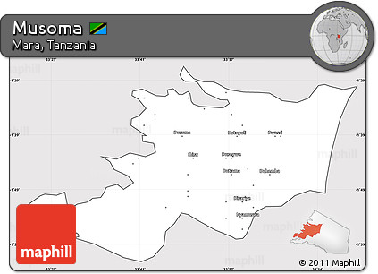 Silver Style Simple Map of Musoma, cropped outside