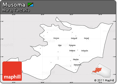Silver Style Simple Map of Musoma, cropped outside