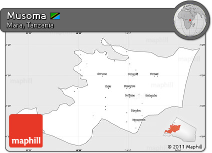 Silver Style Simple Map of Musoma, single color outside