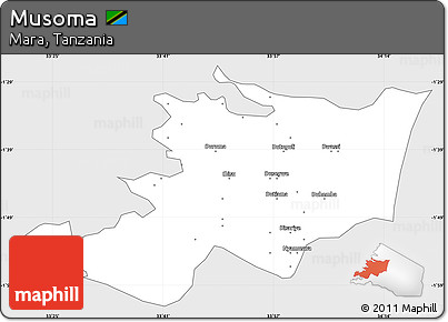 Silver Style Simple Map of Musoma, single color outside