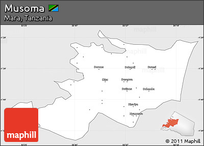 Silver Style Simple Map of Musoma, single color outside