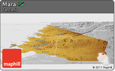Physical Panoramic Map of Mara, lighten, desaturated
