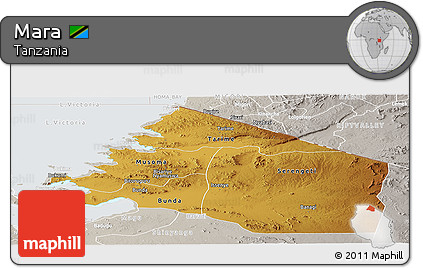 Physical Panoramic Map of Mara, lighten, semi-desaturated