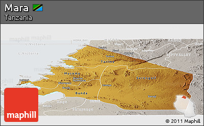 Physical Panoramic Map of Mara, lighten, semi-desaturated