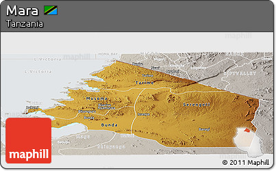 Physical Panoramic Map of Mara, lighten, semi-desaturated