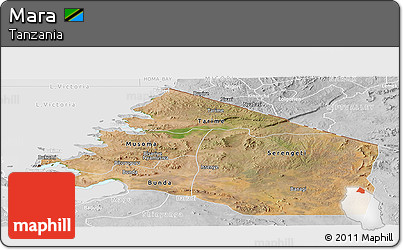 Satellite Panoramic Map of Mara, lighten, desaturated