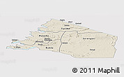Shaded Relief Panoramic Map of Mara, single color outside