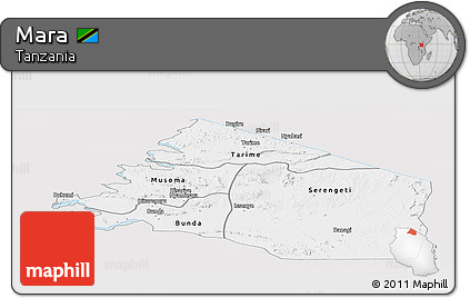 Silver Style Panoramic Map of Mara, single color outside