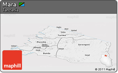 Silver Style Panoramic Map of Mara, single color outside