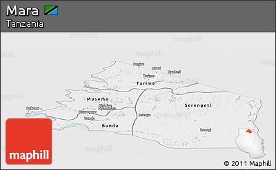 Silver Style Panoramic Map of Mara, single color outside