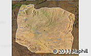 Satellite 3D Map of Serengeti, darken