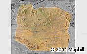 Satellite 3D Map of Serengeti, desaturated