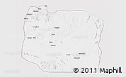 Silver Style 3D Map of Serengeti, single color outside