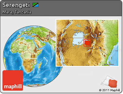 Physical Location Map of Serengeti, highlighted parent region